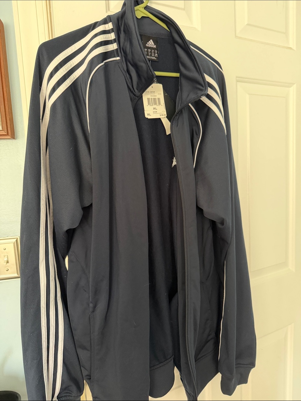 adidas Navy Track Jacket with White Three-Stripes